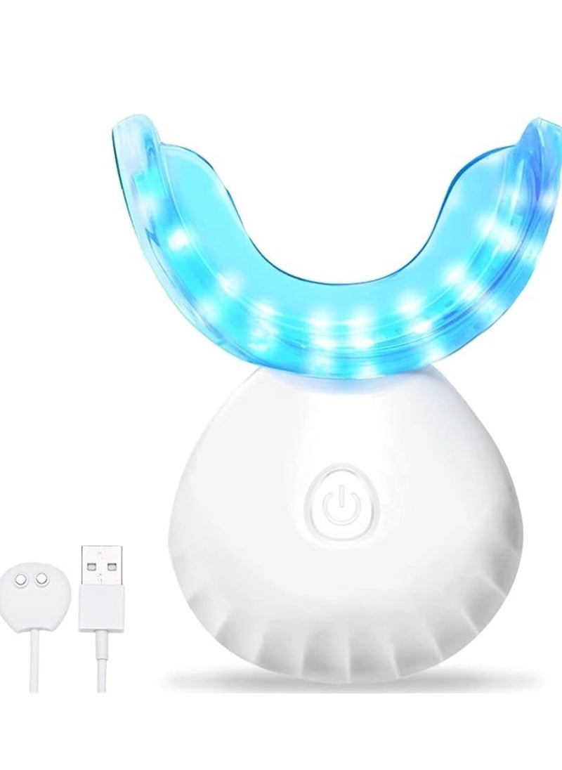 Wireless Teeth Whitening Kit, Suitable For Sensitive Teeth Gums Braces Care,16 Points LED Accelerator Light and Tray Teeth Whitener Helps to Remove Stains Rechargeable Teeth Whitening Kit White