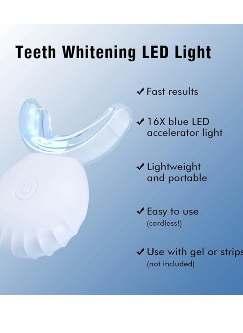 Wireless Teeth Whitening Kit, Suitable For Sensitive Teeth Gums Braces Care,16 Points LED Accelerator Light and Tray Teeth Whitener Helps to Remove Stains Rechargeable Teeth Whitening Kit White