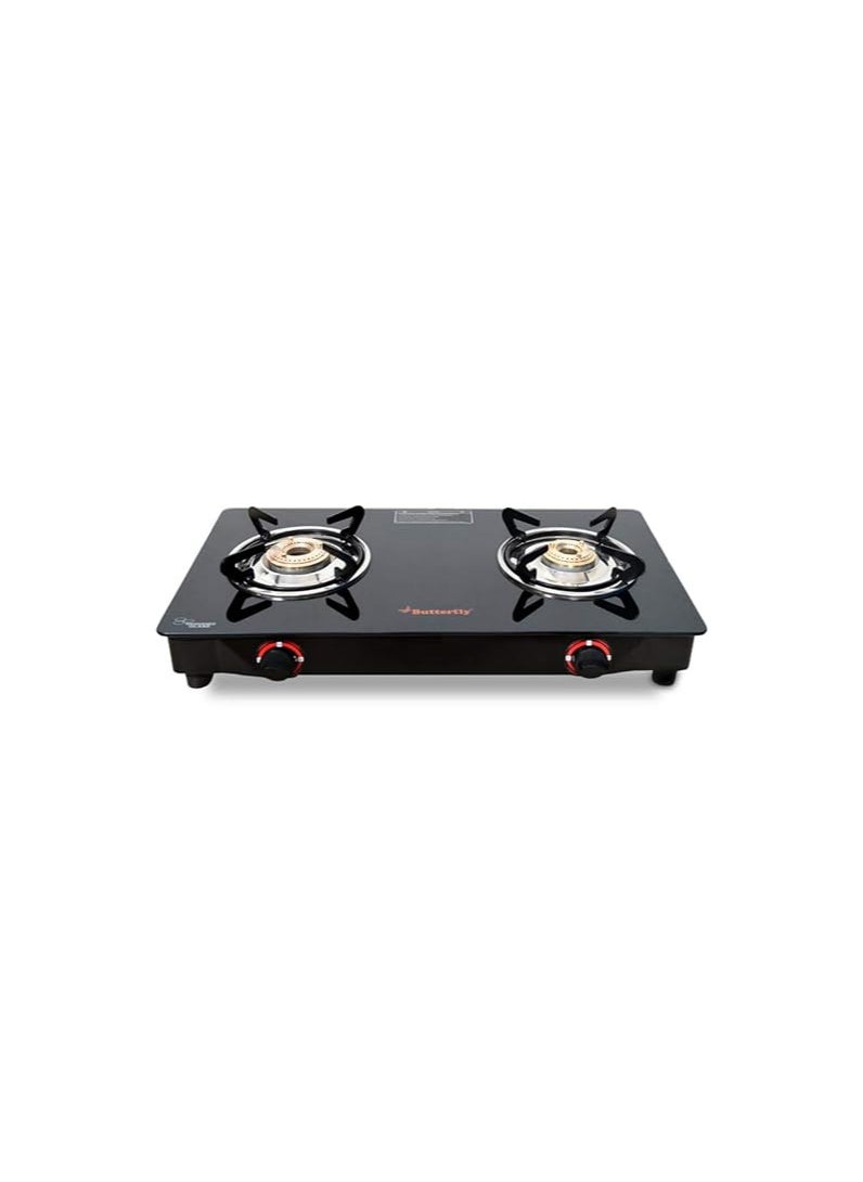 Butterfly Duo 2 Burner Glasstop Gas Stove, Black, Manual