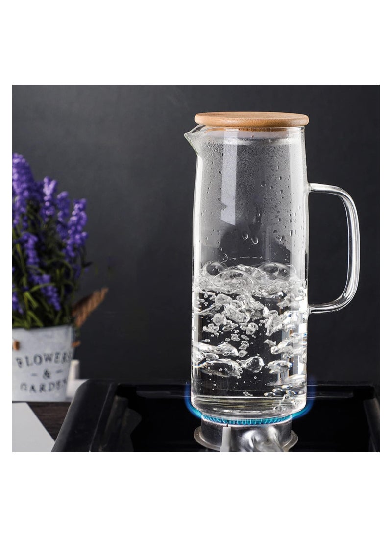 Glass Carafes Glasses Water Jug Container Water Pitcher With Bamboo Lids 1000ml/1500ml (1000ml)