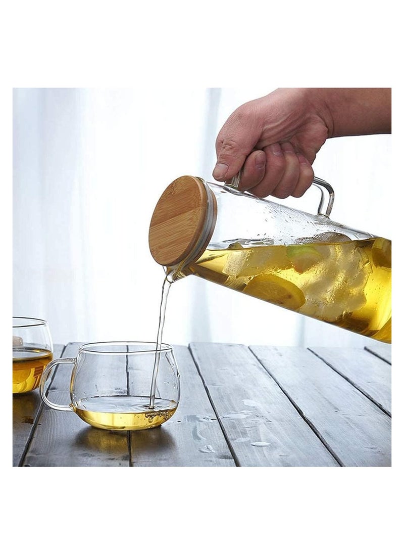 Glass Carafes Glasses Water Jug Container Water Pitcher With Bamboo Lids 1000ml/1500ml (1000ml)