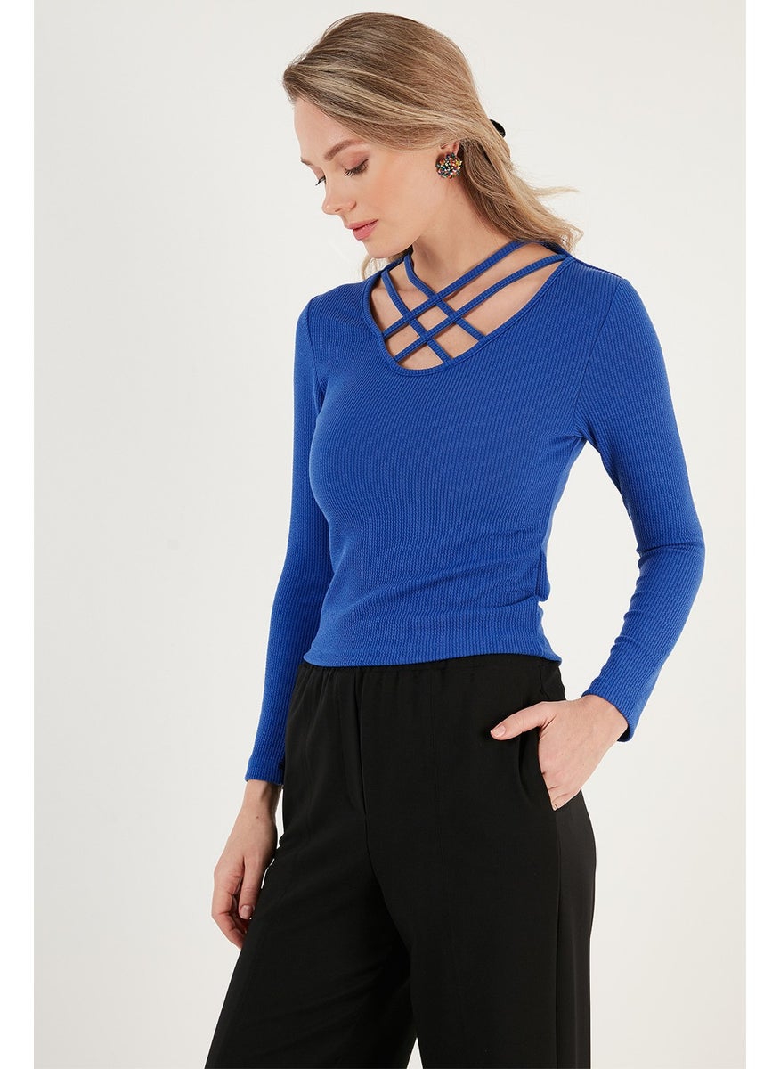 Slim Fit Collar Detailed Blouse Women's Blouse 5865583