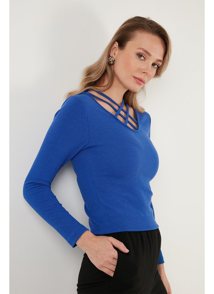Slim Fit Collar Detailed Blouse Women's Blouse 5865583
