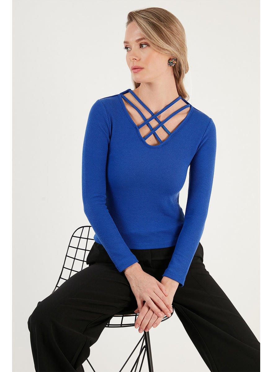 Slim Fit Collar Detailed Blouse Women's Blouse 5865583