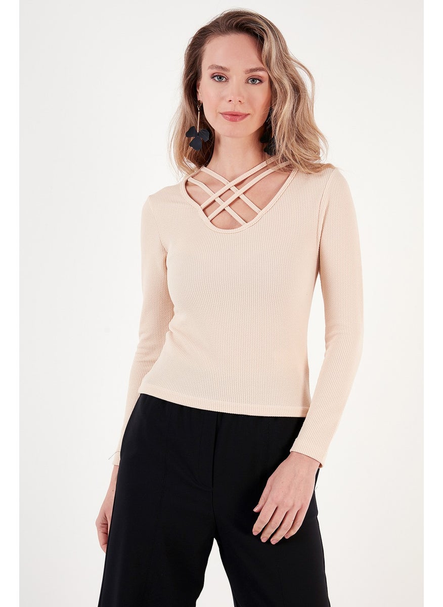 Slim Fit Collar Detailed Blouse Women's Blouse 5865583