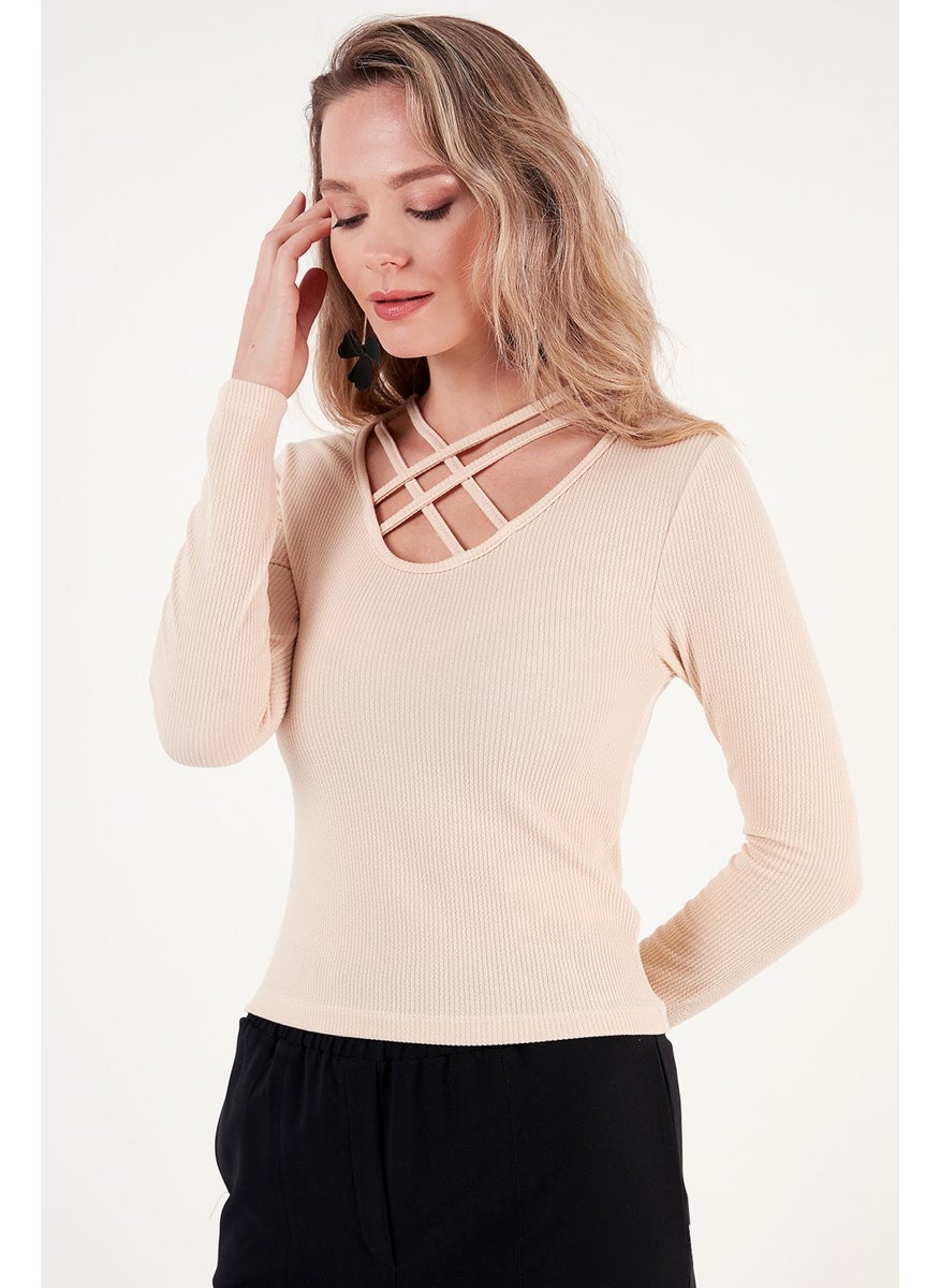 Slim Fit Collar Detailed Blouse Women's Blouse 5865583