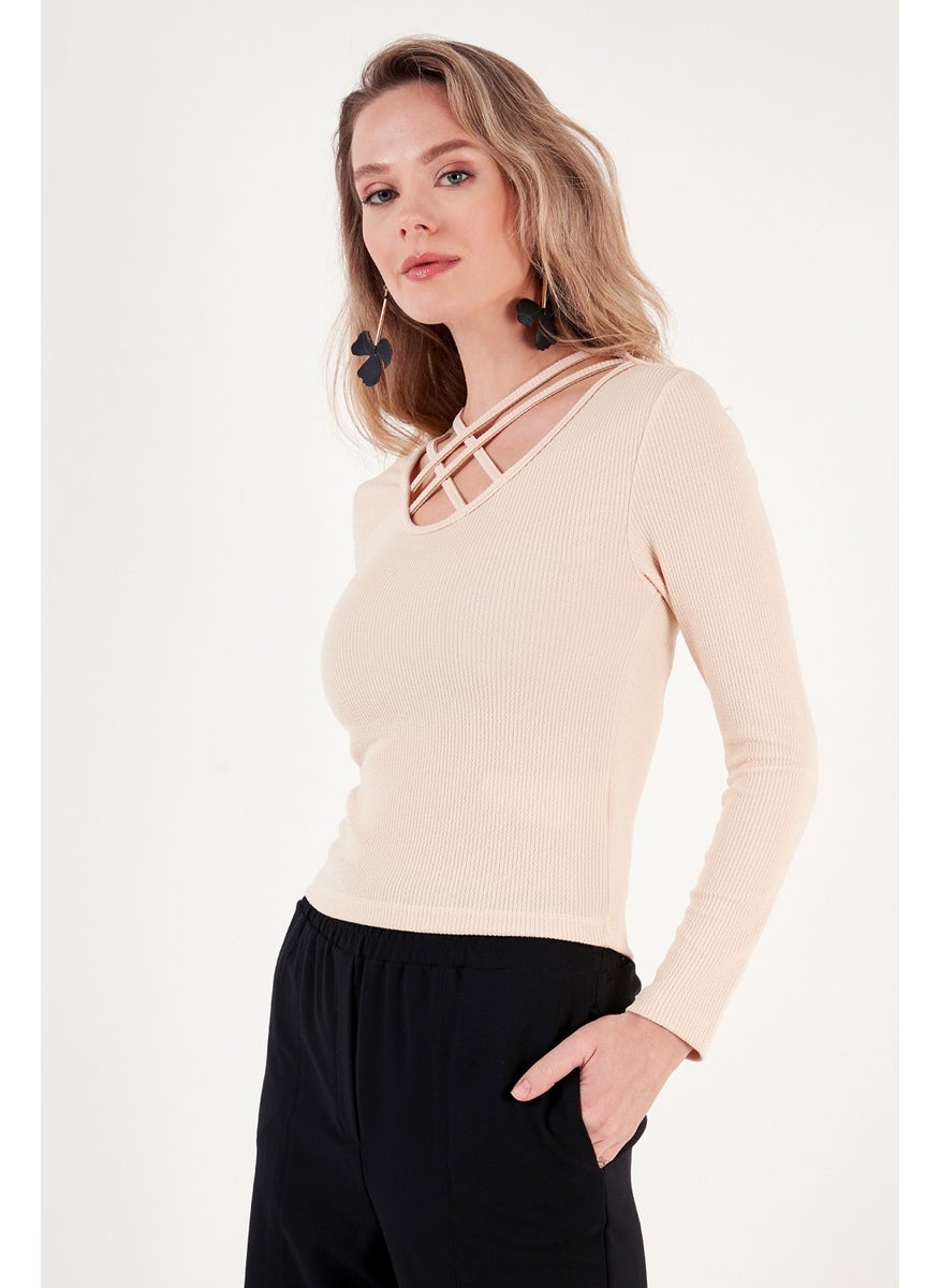Slim Fit Collar Detailed Blouse Women's Blouse 5865583