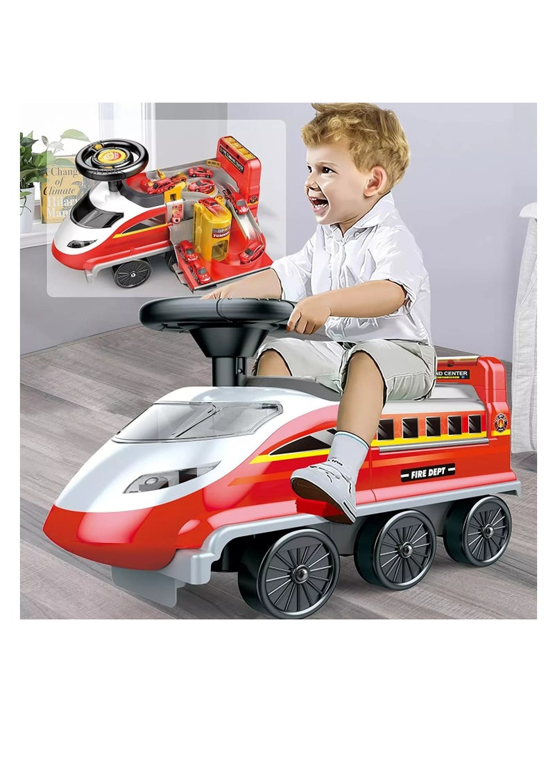 2-In-1 Battery Operated Rail Ride-On Baby Car - Fire