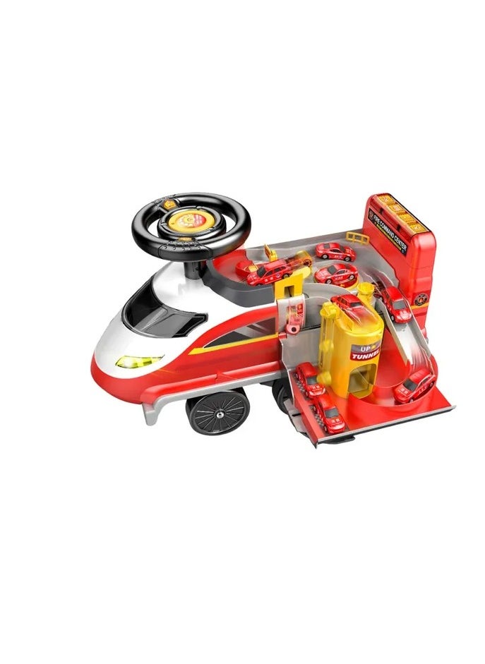 2-In-1 Battery Operated Rail Ride-On Baby Car - Fire