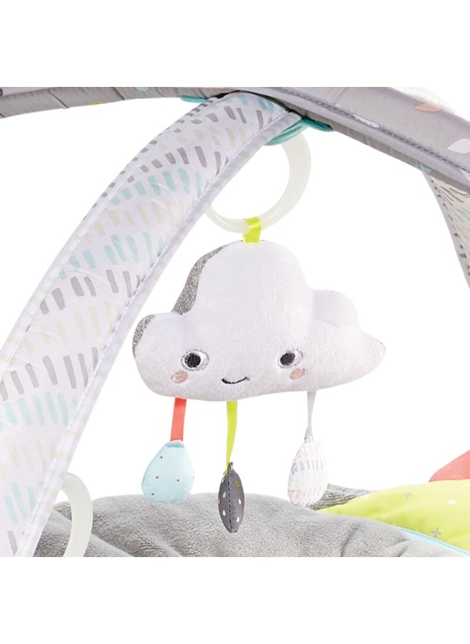 Silver Lining Cloud Baby Activity Gym, Plush Tummy Time Playmat With Hanging Sensory Toys, Musical Sheep, Light-Up Star And Textured Play Mat, Soft And Cushioned Infant Play Gym, 0 Months+, 86 X 104 X 48 Cm - White