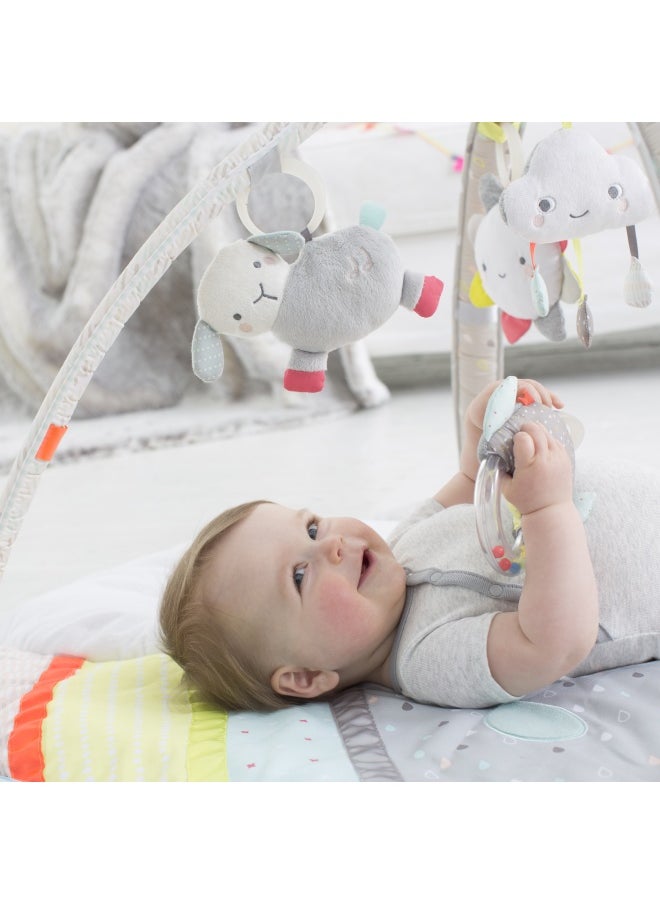 Silver Lining Cloud Baby Activity Gym, Plush Tummy Time Playmat With Hanging Sensory Toys, Musical Sheep, Light-Up Star And Textured Play Mat, Soft And Cushioned Infant Play Gym, 0 Months+, 86 X 104 X 48 Cm - White