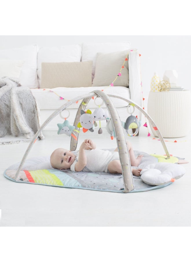 Silver Lining Cloud Baby Activity Gym, Plush Tummy Time Playmat With Hanging Sensory Toys, Musical Sheep, Light-Up Star And Textured Play Mat, Soft And Cushioned Infant Play Gym, 0 Months+, 86 X 104 X 48 Cm - White