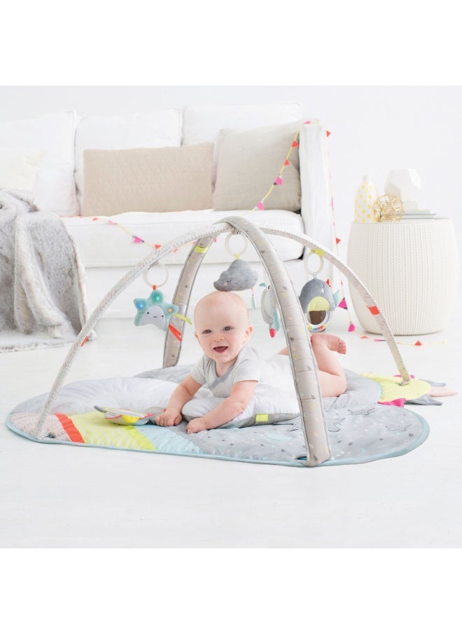 Silver Lining Cloud Baby Activity Gym, Plush Tummy Time Playmat With Hanging Sensory Toys, Musical Sheep, Light-Up Star And Textured Play Mat, Soft And Cushioned Infant Play Gym, 0 Months+, 86 X 104 X 48 Cm - White