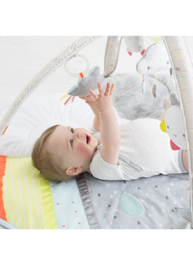 Silver Lining Cloud Baby Activity Gym, Plush Tummy Time Playmat With Hanging Sensory Toys, Musical Sheep, Light-Up Star And Textured Play Mat, Soft And Cushioned Infant Play Gym, 0 Months+, 86 X 104 X 48 Cm - White