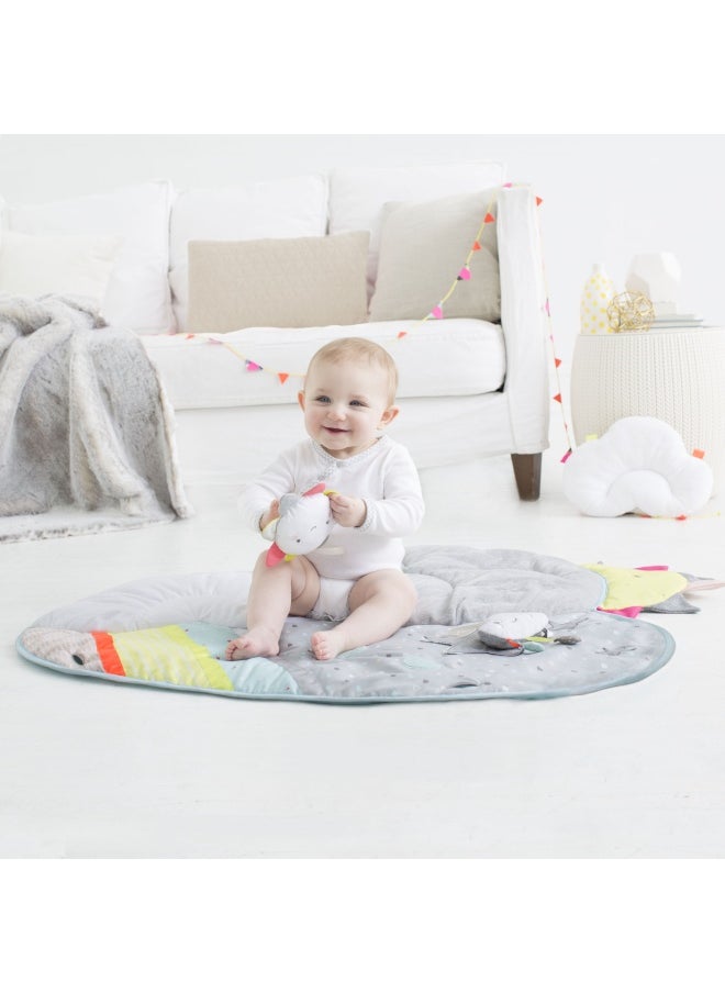 Silver Lining Cloud Baby Activity Gym, Plush Tummy Time Playmat With Hanging Sensory Toys, Musical Sheep, Light-Up Star And Textured Play Mat, Soft And Cushioned Infant Play Gym, 0 Months+, 86 X 104 X 48 Cm - White