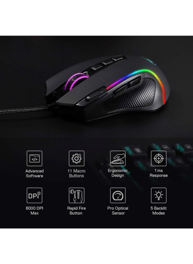 Predator Wired Gaming Mouse, Black, M612-Rgb