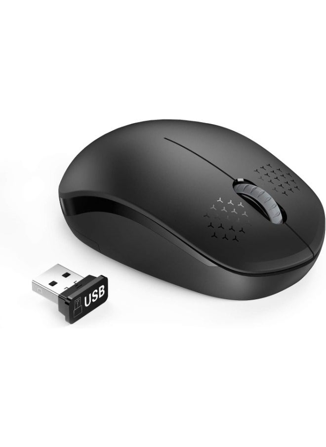 Wireless Mouse - 2.4G Cordless Mice with USB Nano Receiver Computer Mouse with Noiseless Click for Laptop, PC, Tablet, Computer, and Mac - Black