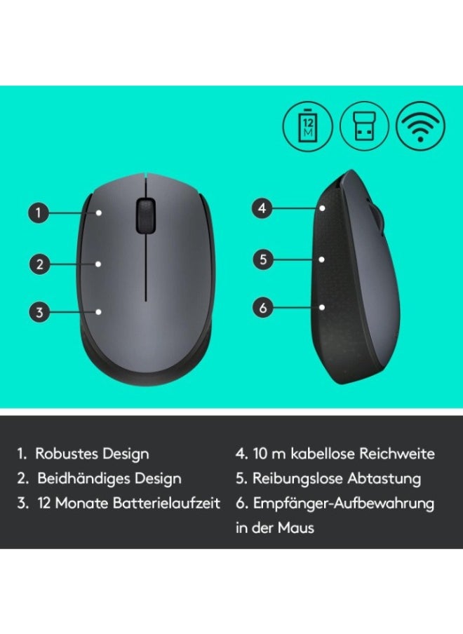 M170 Mouse Radio Optical Grey, Black 3 Buttons