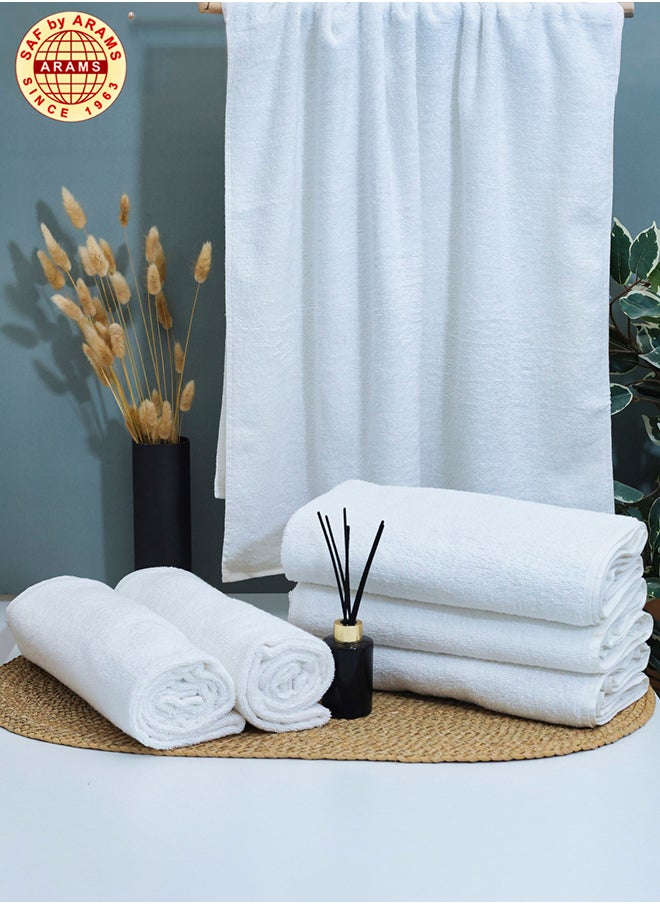 Premium 6-Piece White Bath Towel Set - 70x140 cm, 550 GSM, 100% Cotton, Hotel Quality