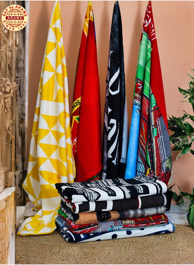 Stylish 6-Piece Printed Bath Towel Set - 70x150 cm, 400 GSM, Elegant Design