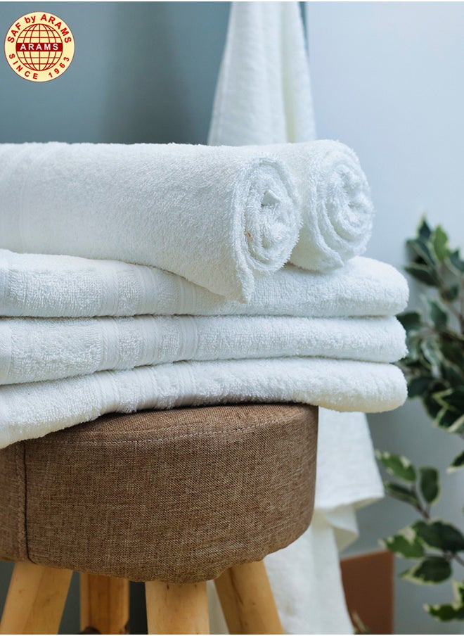 Classic 3-Line 6-Piece White Bath Towel Set - 70x140 cm, 370 GSM, 100% Cotton