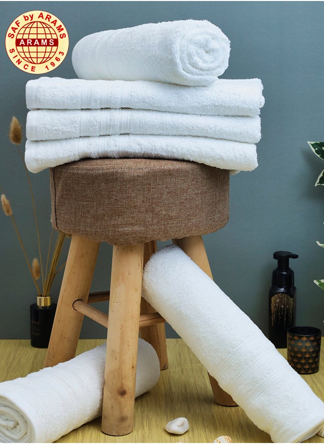Classic 3-Line 6-Piece White Bath Towel Set - 70x140 cm, 370 GSM, 100% Cotton