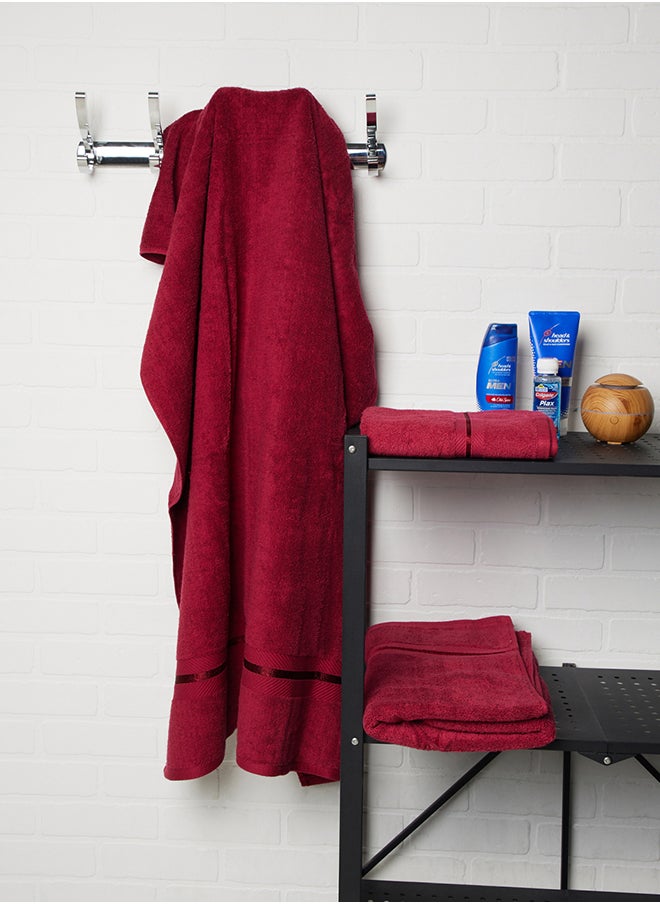 Arams Supreme 3-Piece 100% Combed Cotton 550 GSM Quick Dry Highly Absorbent Thick Soft Hotel Quality For Bath And Spa Bathroom Towel Set  1xBath Sheet (90x180 cm), 1xBath Towel (70x140 cm), 1xHand Towel (50x100 cm) Maroon Color