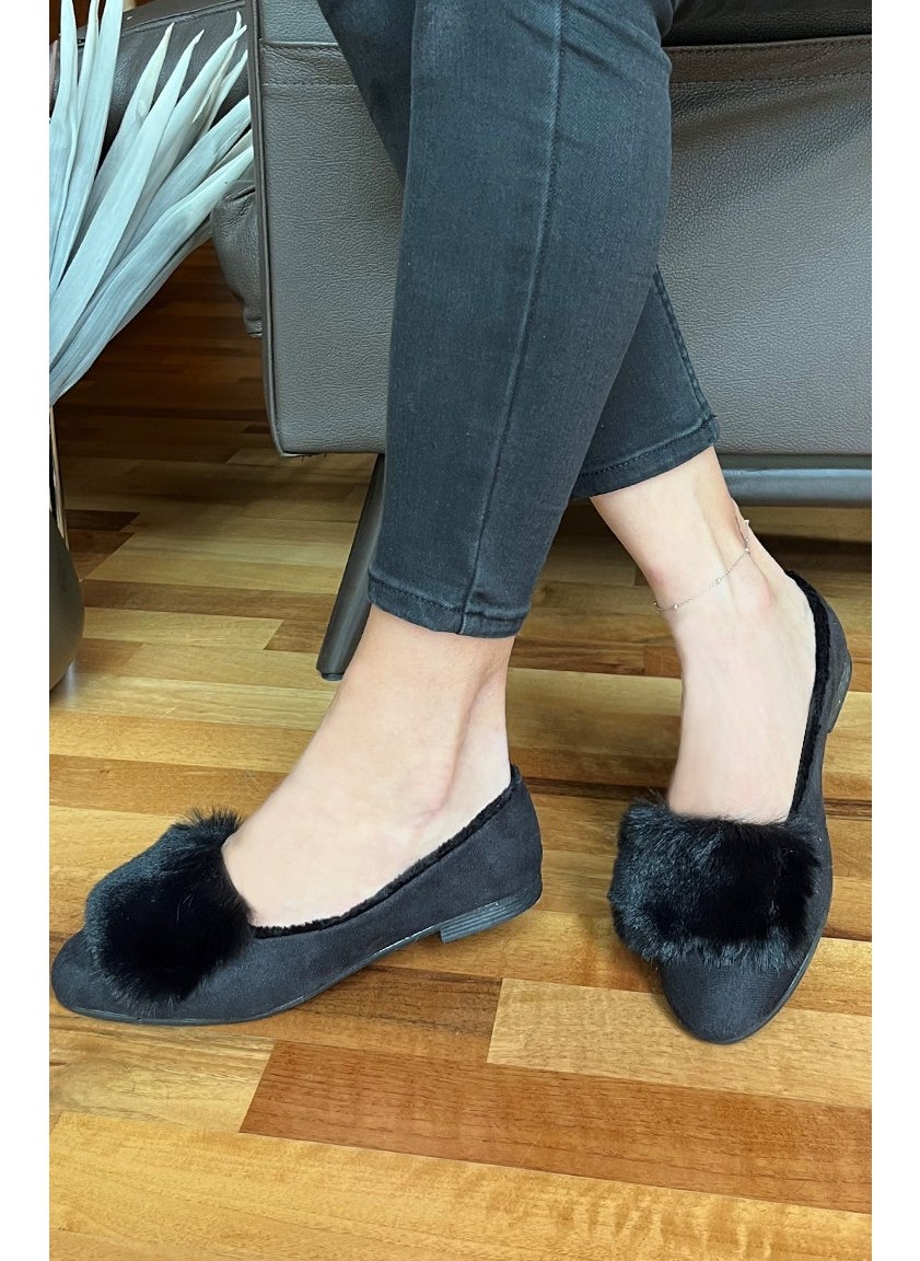 Stylish Women's Home Shoes with Colorful Boutique Fur Detail