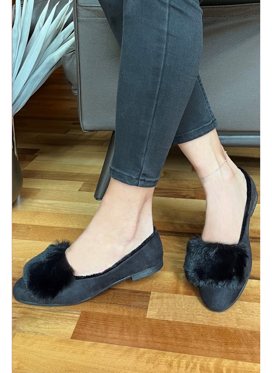 Stylish Women's Home Shoes with Colorful Boutique Fur Detail