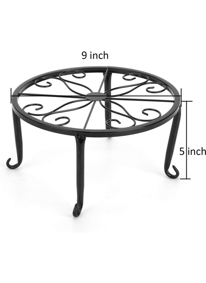 Potted Flower Stand, Indoor Outdoor Iron Shelf Flowerpot Holder, Rustproof Durable Metal Garden Container for Plants, Wedding Party Decor, 3 Pack (Black)