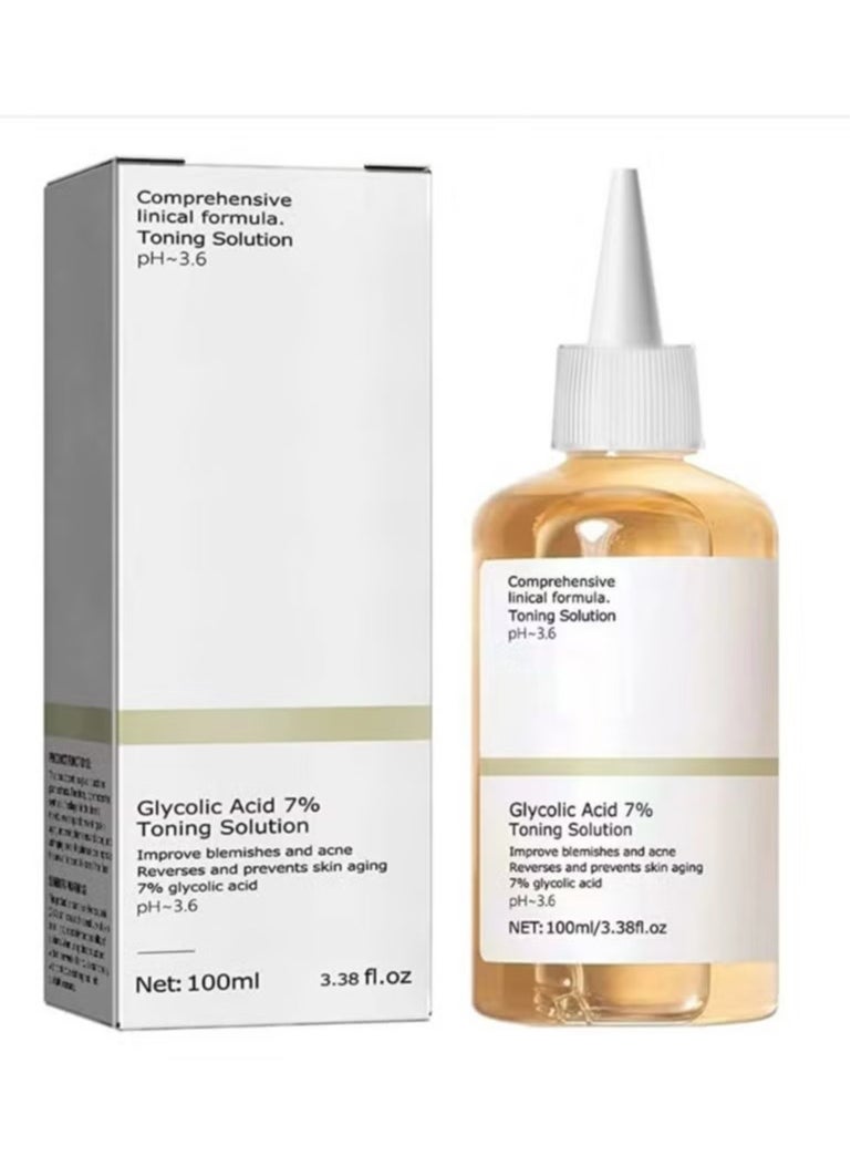 Glycolic Acid 7% Exfoliating Toner 100ml, Glycolic Acid Toning Solution for Diminished Dullness and Fine Lines, Rejuvenate Your Skin (3.38 fl.oz)