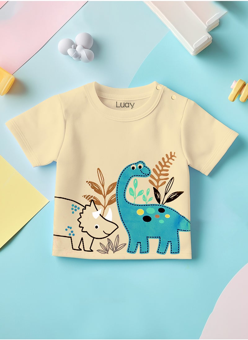 LUAY 100% Organic Cotton  T-Shirts for Boys & Girls Festive Short Sleeve Styles in Vibrant Colors and Patterns for Kids and Toddlers_Regular Fit