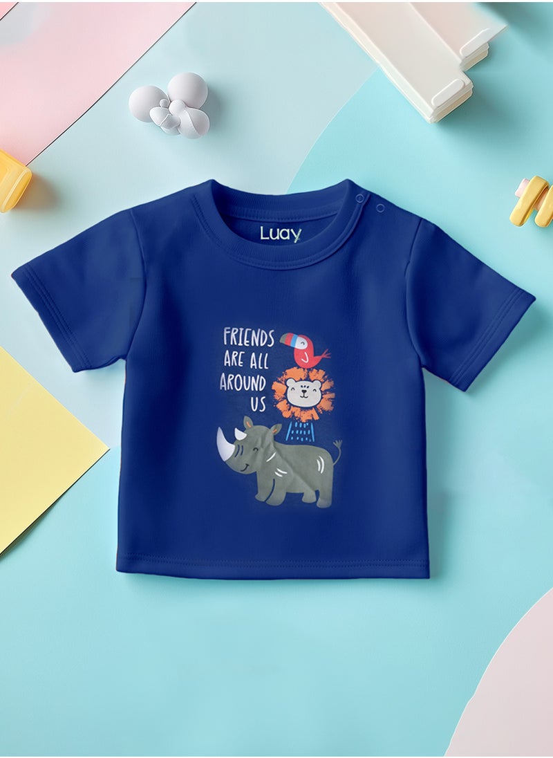 LUAY 100% Organic Cotton  T-Shirts for Boys & Girls Festive Short Sleeve Styles in Vibrant Colors and Patterns for Kids and Toddlers_Regular Fit