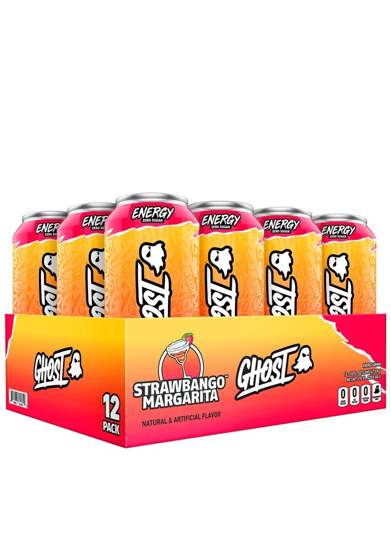 Ghost Energy Drink Strawbango Margarita Flavor 473ml Pack of 12