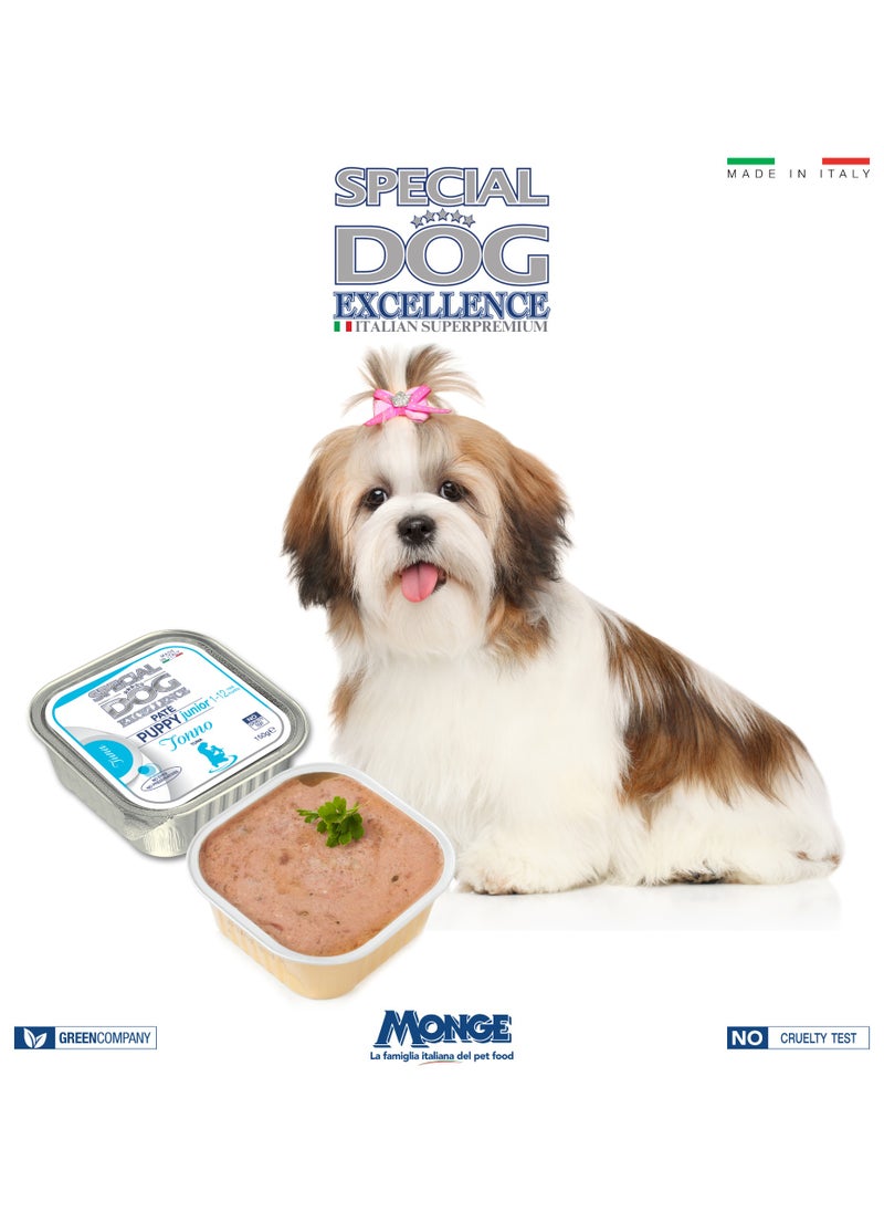 Special Dog Excellence by Monge | Puppy & Junior Dog Wet Food with Tuna | Super Premium Complementary Wet Puppy Food | Patè in Alutray - Pack of 24x150g