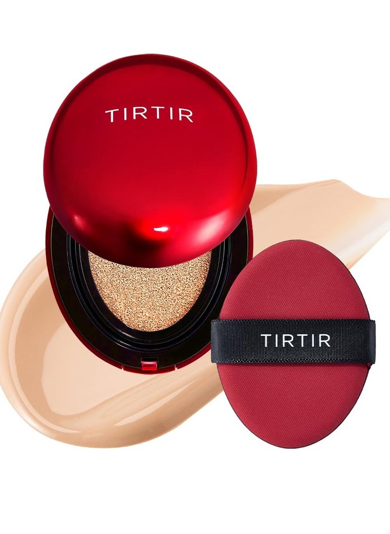 TIRTIR Mask Fit Red Cushion Foundation | Full coverage, Weighless, Skin fit, Satin Glow Finish, Korean cushion foundation (#21N Ivory, 0.63 Fl Oz (Pack of 1))