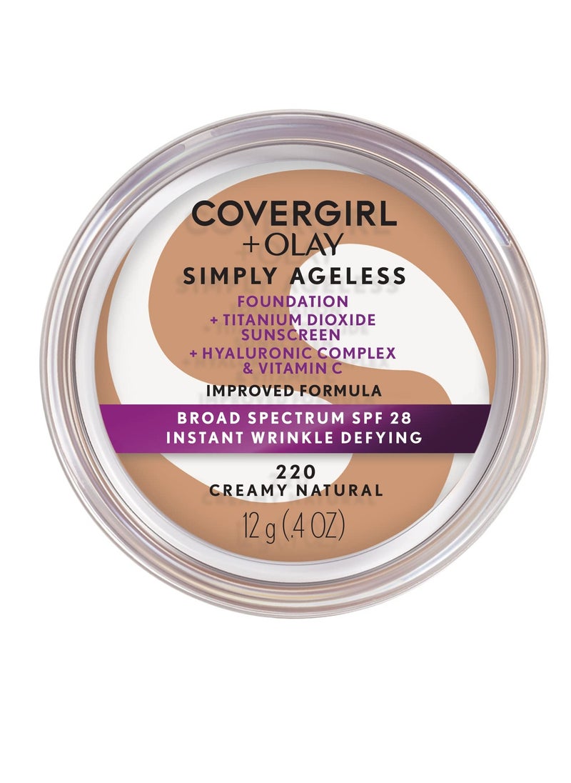 COVERGIRL & Olay Simply Ageless Instant Wrinkle-Defying Foundation, Creamy Natural 0.44 Fl Oz (Pack of 1)