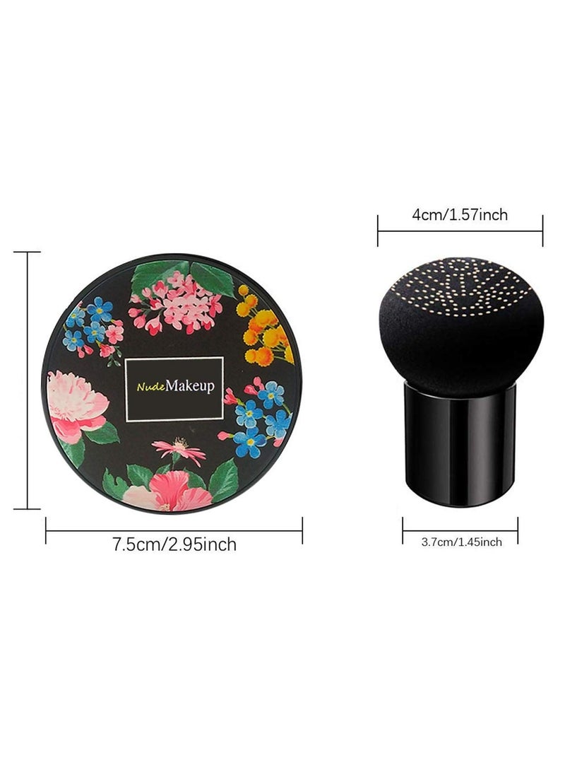 2 Pack Mushroom Head Air Cushion BB Cream, Concealer Lasting Nude Makeup Moisturizing Brightening Pigment CC Liquid Foundation