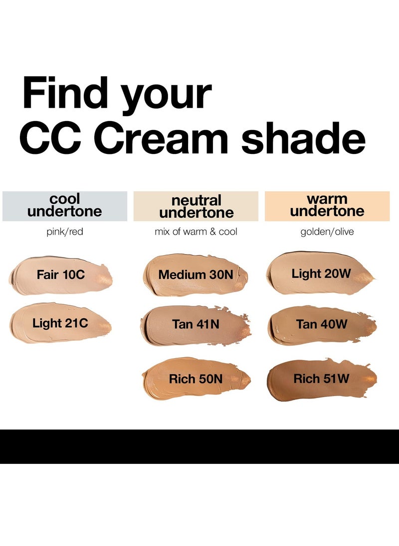 Palladio Full-Coverage Color Correction CC Cream, Oil-Free with Peptides & Vitamin C, Best for Correcting Redness and Uneven Skin Tone, Buildable Foundation Coverage (Fair 10C)