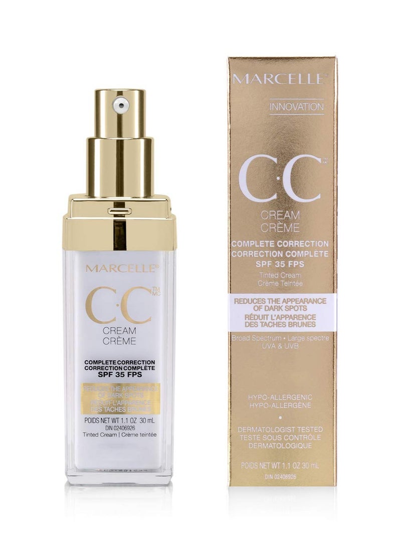 Marcelle CC Cream SPF 35, Golden Glow Universal Tint, Skin Enhancer, Paraben-Free, 1 Fl. Oz.