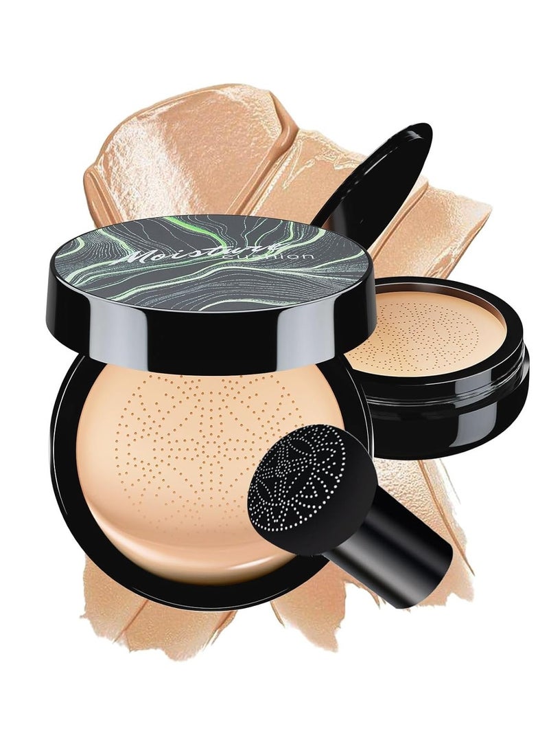 OETUIOW Mushroom Head Air Cushion CC Cream - BB Cream Face Makeup Foundation for Mature Skin Moisturizing Concealer Brighten Long-Lasting, Even Skin Tone for All Skin Types, Natural Color