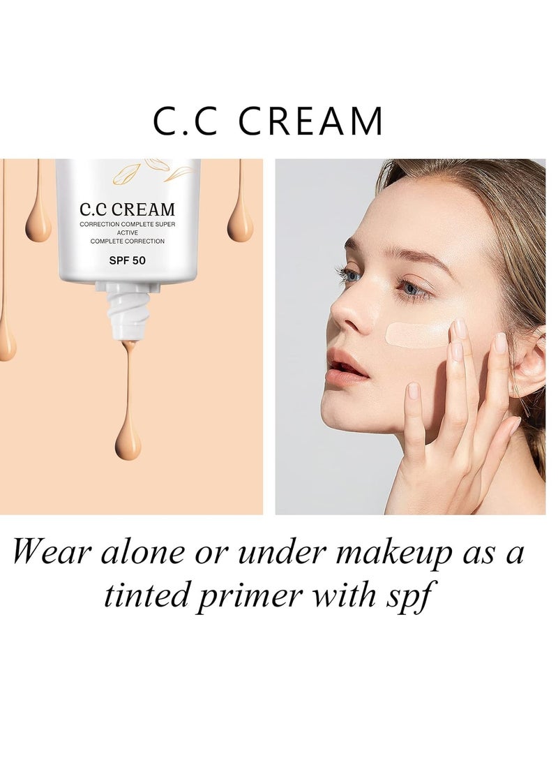 NIFEISHI CC Cream 2 Pack, CC Cream Self Adjusting for Mature Skin, Super Active CC Cream Foundation with SPF 50 for Face and Body Color Correcting