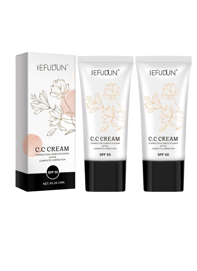 NIFEISHI CC Cream 2 Pack, CC Cream Self Adjusting for Mature Skin, Super Active CC Cream Foundation with SPF 50 for Face and Body Color Correcting