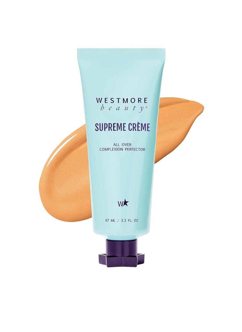 Westmore Beauty Supreme Creme All Over Complexion Perfector - Tan 3.3OZ - Face, Leg and Body Makeup - Long Lasting CC Cream Self Tanner Spf Skin Tint For Waterproof Transfer-Resistant Full Coverage