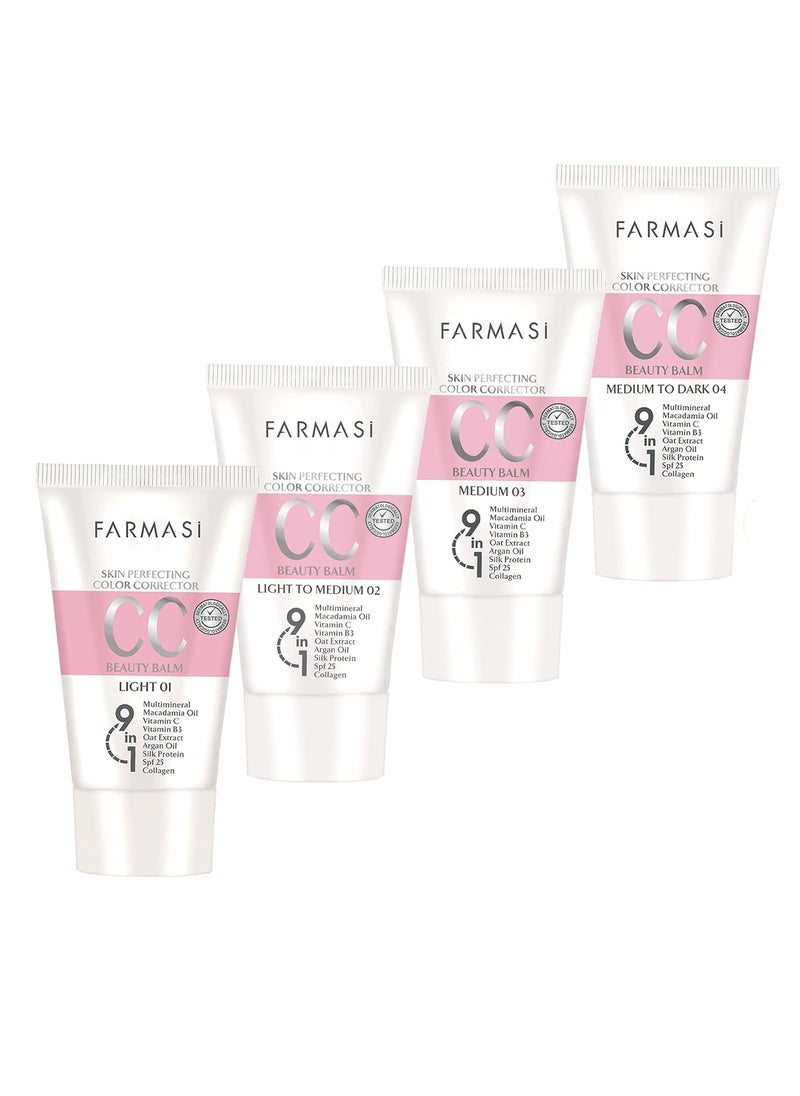 FARMASI CC Color Control Cream, Natural and Flawless Finish, Enriched Formula with Multimineral & Spf 25+, All-Day Hold, All Skin Types, 1.7 fl. oz, Medium