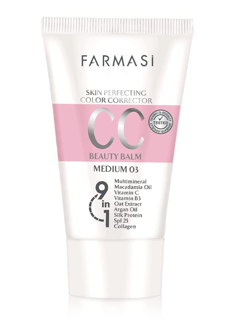 FARMASI CC Color Control Cream, Natural and Flawless Finish, Enriched Formula with Multimineral & Spf 25+, All-Day Hold, All Skin Types, 1.7 fl. oz, Medium