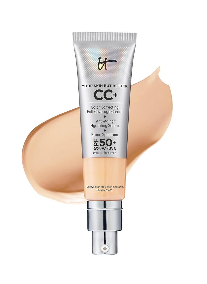 IT Cosmetics Your Skin But Better CC+ Cream - Color Correcting Cream, Full-Coverage Foundation, Hydrating Serum & SPF 50+ Sunscreen - Natural Finish - 1.08 fl oz