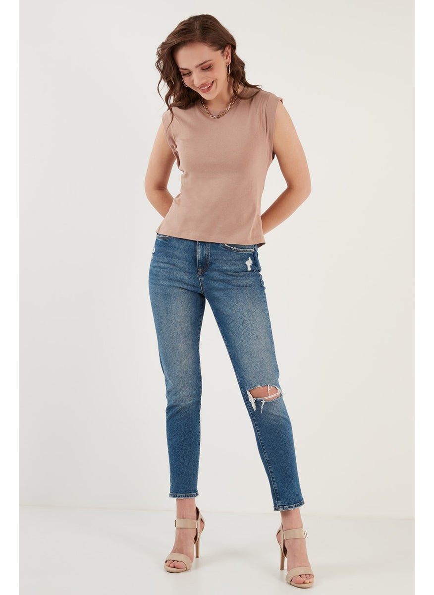 Cotton Crew Neck Sleeveless Basic T Shirt Women's T Shirt 5864201