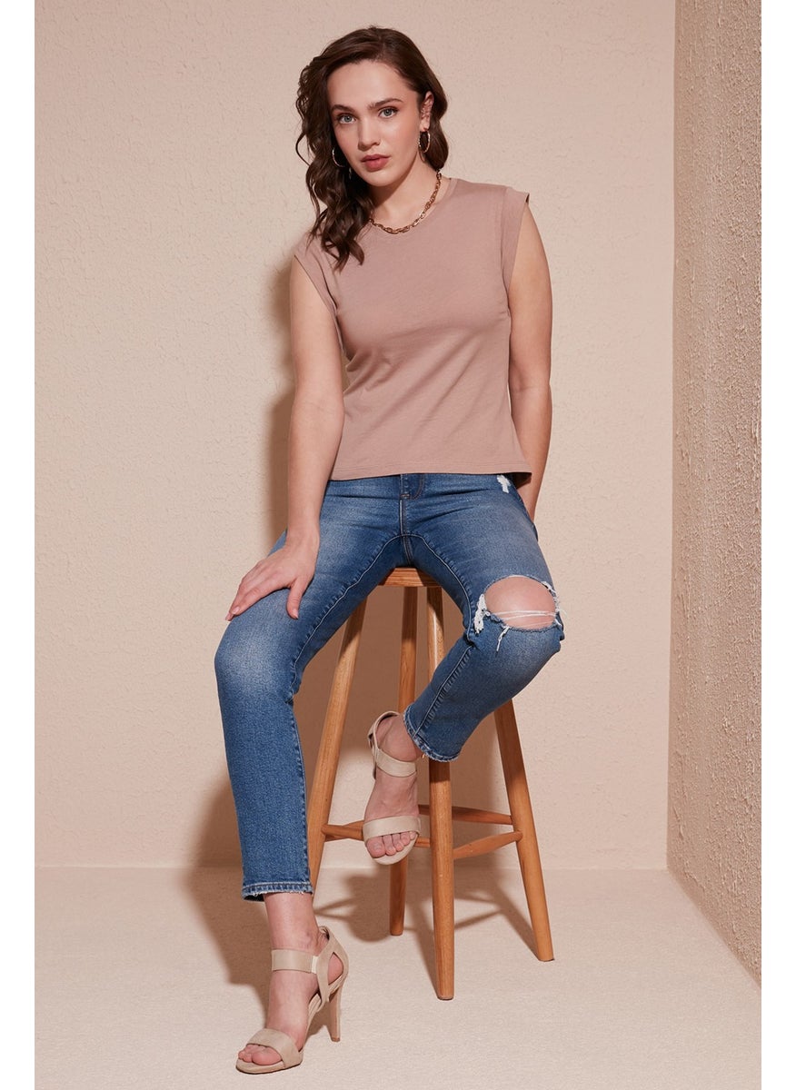 Cotton Crew Neck Sleeveless Basic T Shirt Women's T Shirt 5864201