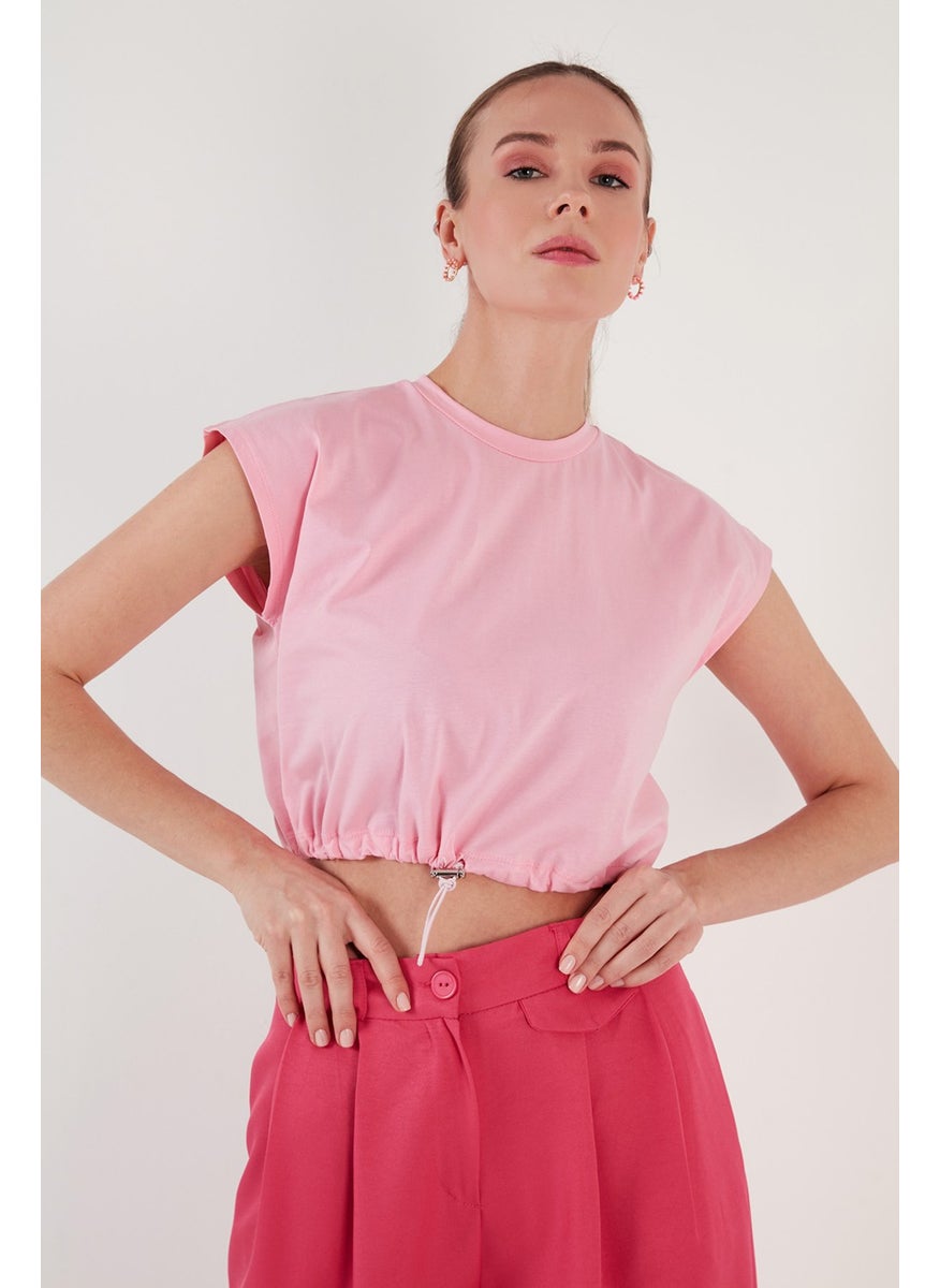 Crew Neck Cotton Crop T Shirt Women's T Shirt 5865587